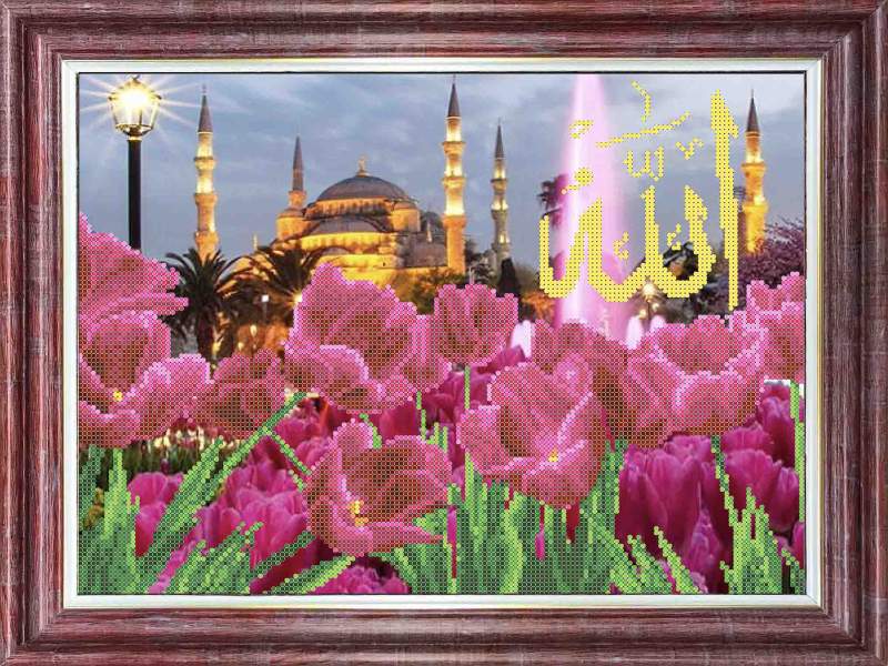 Тюльпаны у Голубой мечети - Основа на габардине для вышивки бисером и крестом